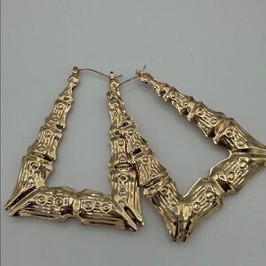 Gold Bamboo Hoop Earrings